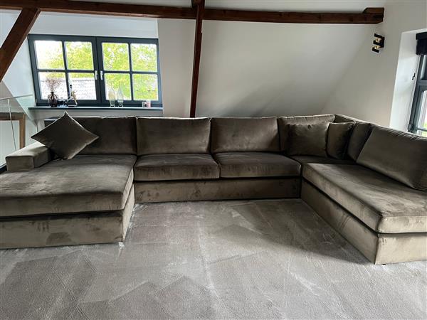 Grote foto velours hoekbank op maat 275cmx200cm huis en inrichting bankstellen