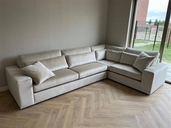 Grote foto velours hoekbank op maat 275cmx200cm huis en inrichting bankstellen