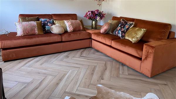 Grote foto velours hoekbank op maat 275cmx200cm huis en inrichting bankstellen