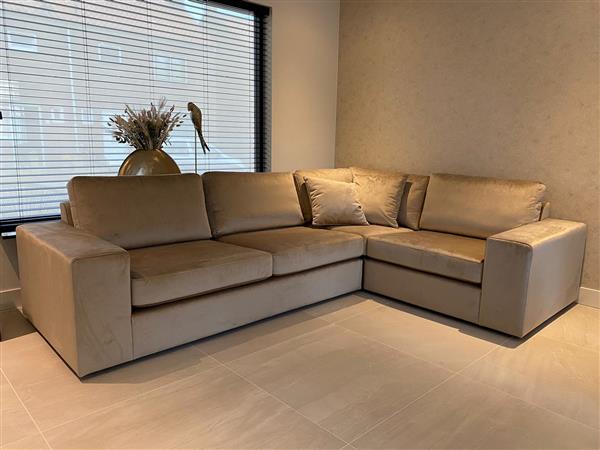 Grote foto velours hoekbank op maat 275cmx200cm huis en inrichting bankstellen