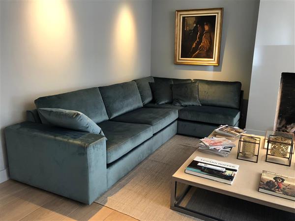 Grote foto velours hoekbank op maat 275cmx200cm huis en inrichting bankstellen