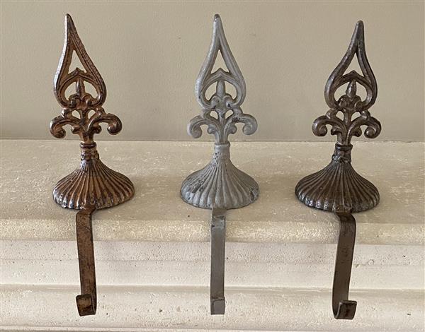 Grote foto stocking hanger franse lelie kasthaak grijsachtig gietijzer xm749 huis en inrichting woningdecoratie
