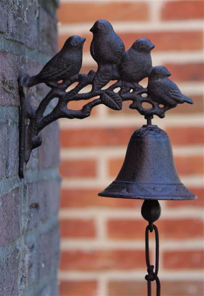 Grote foto deurbel vogels gietijzer db121 tuin en terras tuindecoratie