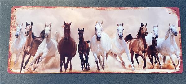 Grote foto decoratiebord paarden met veulens metaal groot dbp440 huis en inrichting woningdecoratie