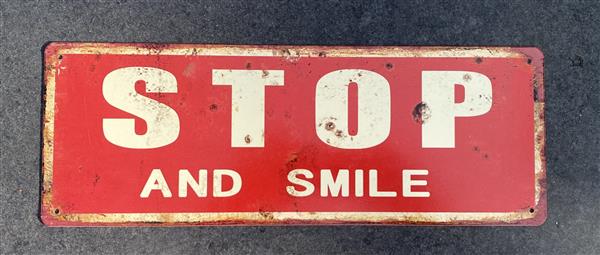 Grote foto tekstbord stop and smile metaal tb118 huis en inrichting woningdecoratie