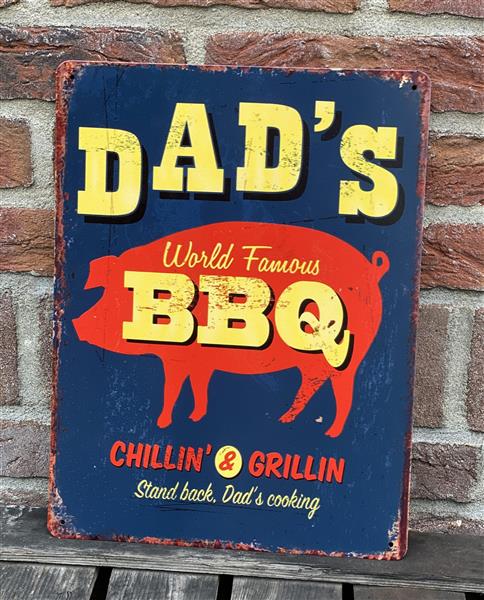 Grote foto tekstbord dad world famous bbq chillin grillin ... tb470 huis en inrichting woningdecoratie