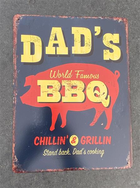 Grote foto tekstbord dad world famous bbq chillin grillin ... tb470 huis en inrichting woningdecoratie