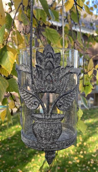 Grote foto lantaarn aged metal met glas am07d tuin en terras verlichting