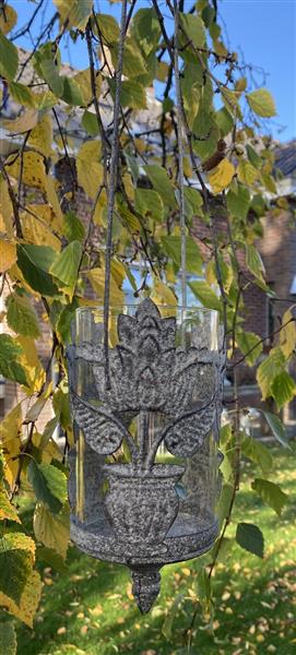 Grote foto lantaarn aged metal met glas am07d tuin en terras verlichting