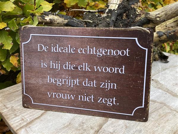 Grote foto tekstbord de ideale echtgenoot is hij die elk woord .... tb534a huis en inrichting woningdecoratie