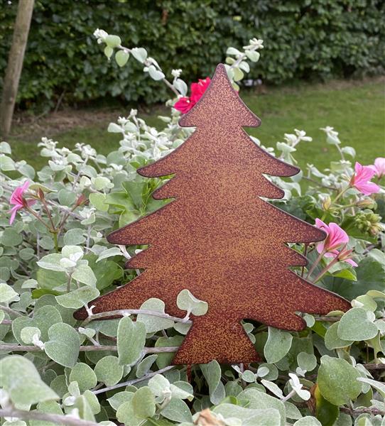 Grote foto tuinsteker kerstboom spar roestkleurig metaal sb1205 tuin en terras tuindecoratie