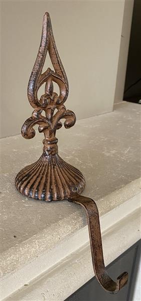 Grote foto stocking hanger franse lelie met lange haak kasthaak gietijzer xm449b huis en inrichting woningdecoratie