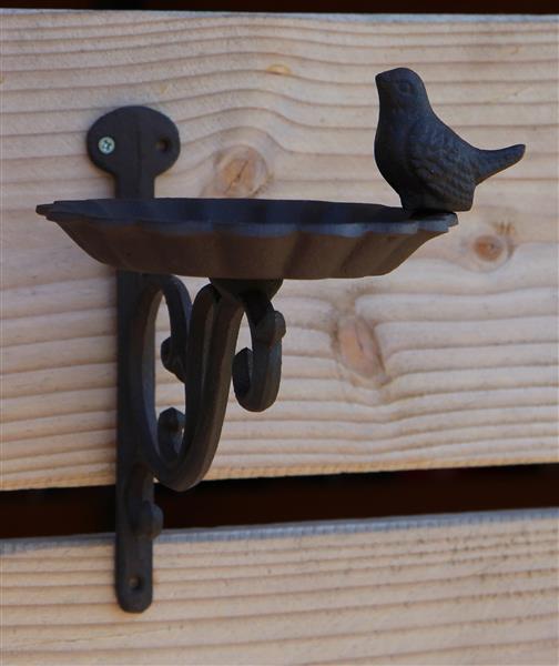 Grote foto wandhaak met vogelschaal en vogel gietijzer vb163 verzamelen overige verzamelingen