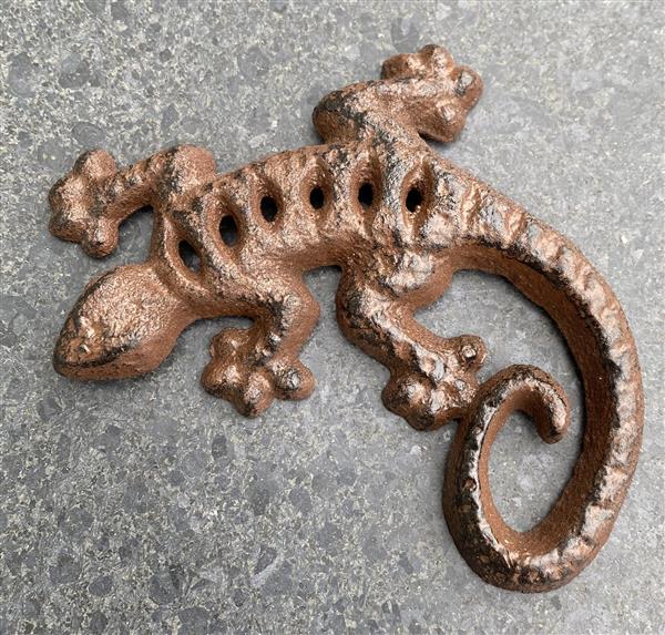 Grote foto salamander gekko 11cm. gietijzer sg361 tuin en terras tuindecoratie