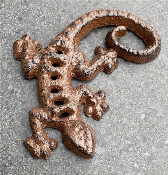 Grote foto salamander gekko 11cm. gietijzer sg361 tuin en terras tuindecoratie