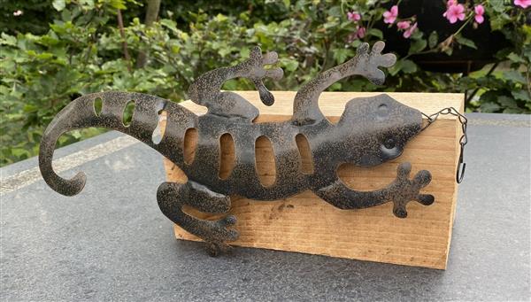 Grote foto salamander muurhanger metaal tuin en terras tuindecoratie
