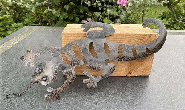 Grote foto salamander muurhanger metaal tuin en terras tuindecoratie