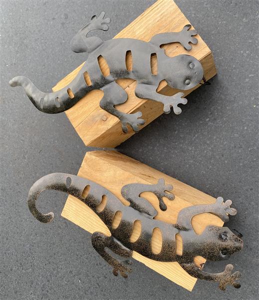 Grote foto salamander muurhanger metaal tuin en terras tuindecoratie
