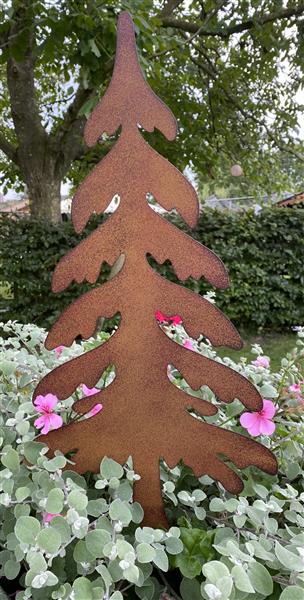 Grote foto tuinsteker kerstboom spar roestkleurig metaal groot sb605 tuin en terras tuindecoratie