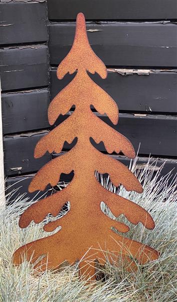 Grote foto tuinsteker kerstboom spar roestkleurig metaal groot sb605 tuin en terras tuindecoratie