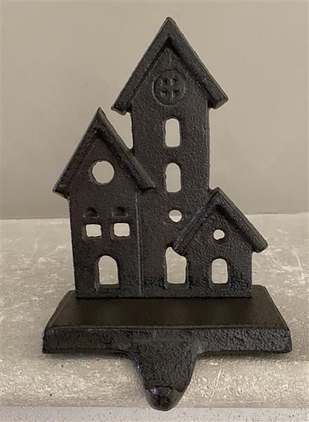 Grote foto stocking hanger kerk en huisjes met sierhaak gietijzer xm151 huis en inrichting woningdecoratie