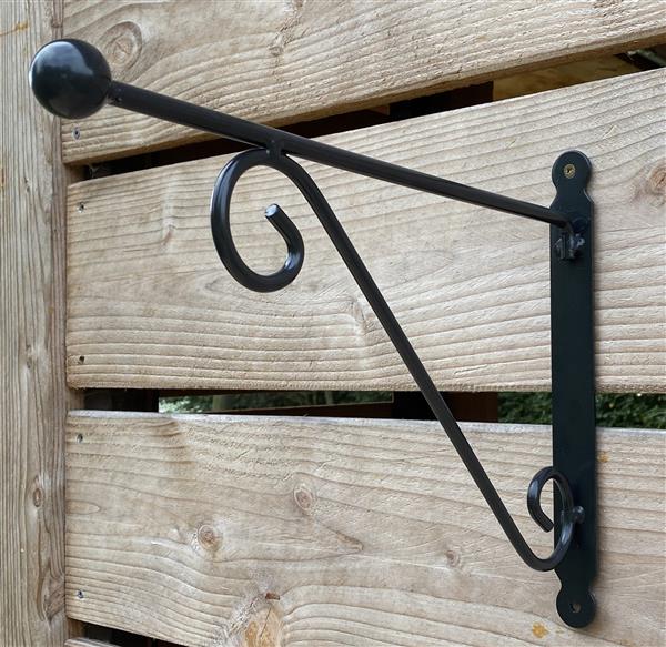 Grote foto wandhaak met sierknop 39 cm. donkergrijs metaal bph118 tuin en terras tuindecoratie