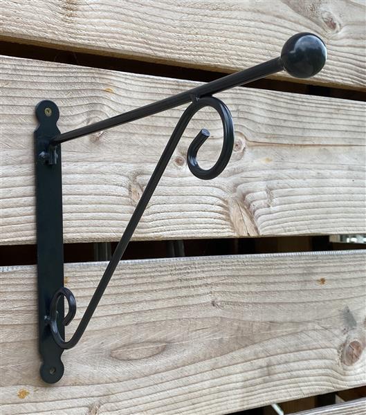 Grote foto wandhaak met sierknop 39 cm. donkergrijs metaal bph118 tuin en terras tuindecoratie