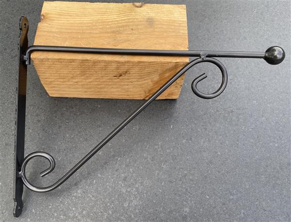 Grote foto wandhaak met sierknop 39 cm. donkergrijs metaal bph118 tuin en terras tuindecoratie