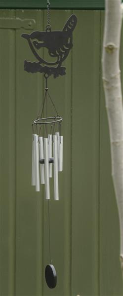 Grote foto windgong windorgel winterkoning zwart metaal wv22c tuin en terras tuindecoratie