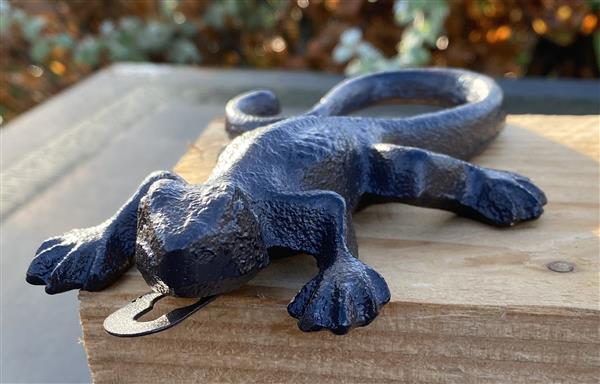 Grote foto hagedis salamander gietijzer muurhanger hg321 tuin en terras tuindecoratie