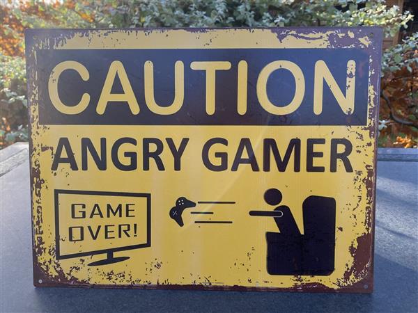 Grote foto tekstbord caution angry gamer tb451 huis en inrichting woningdecoratie