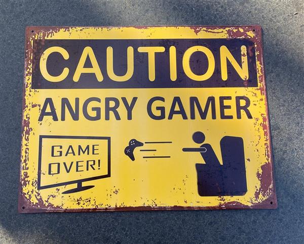 Grote foto tekstbord caution angry gamer tb451 huis en inrichting woningdecoratie