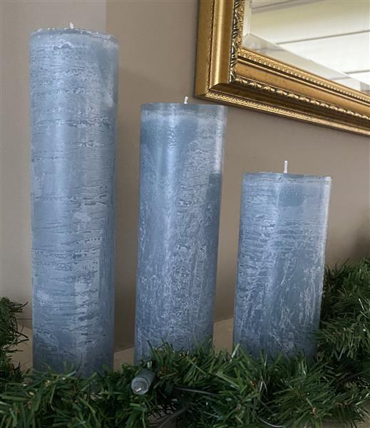 Grote foto krulkaarsen bika kaarsen set van 3 stone ijsblauw 333142 huis en inrichting woningdecoratie