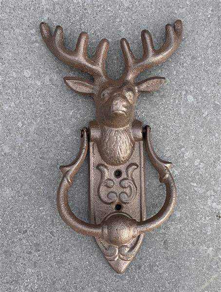Grote foto deurklopper hert met gewei gietijzer db78 tuin en terras tuindecoratie