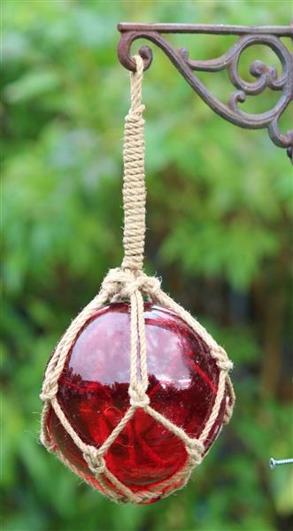 Grote foto glazen bol in touw rood dbg070r tuin en terras tuindecoratie
