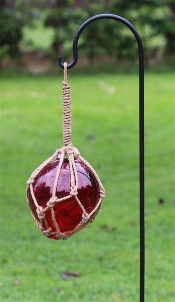 Grote foto glazen bol in touw rood dbg070r tuin en terras tuindecoratie