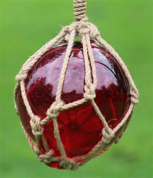 Grote foto glazen bol in touw rood dbg070r tuin en terras tuindecoratie