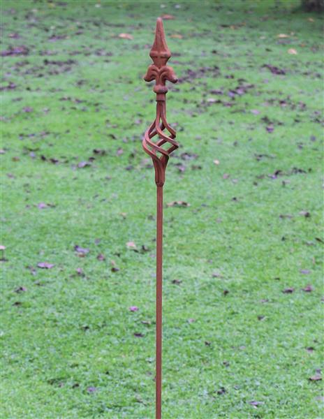 Grote foto plantensteun met sierknop 114 5 cm. roestig metaal ps212 tuin en terras overige tuin en terras