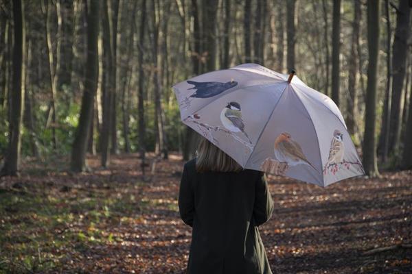 Grote foto paraplu wintervogels beige kleurig tp387 kleding dames sieraden