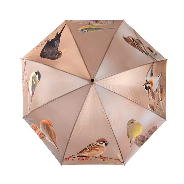 Grote foto paraplu wintervogels beige kleurig tp387 kleding dames sieraden