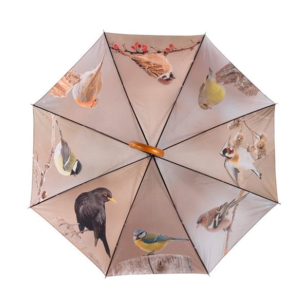 Grote foto paraplu wintervogels beige kleurig tp387 kleding dames sieraden