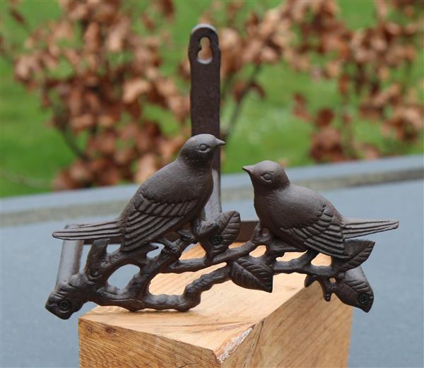 Grote foto tuinslanghouder haspel met 2 vogels gietijzer tg111 tuin en terras tuindecoratie