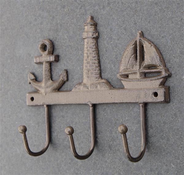 Grote foto kapstokhaak maritiem met 3 haken gietijzer kh1791 huis en inrichting woningdecoratie