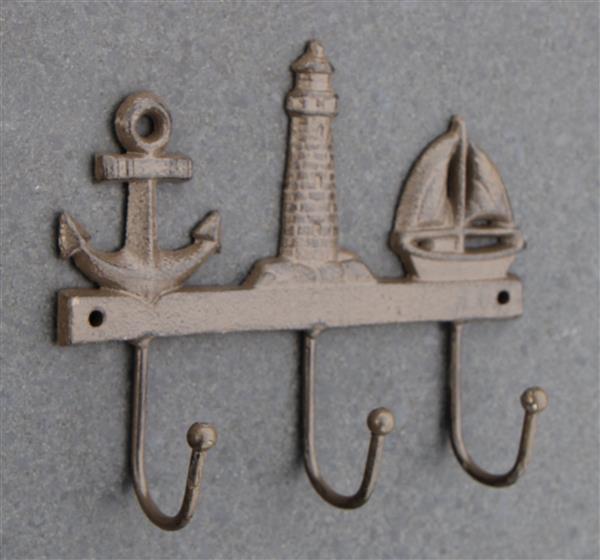 Grote foto kapstokhaak maritiem met 3 haken gietijzer kh1791 huis en inrichting woningdecoratie