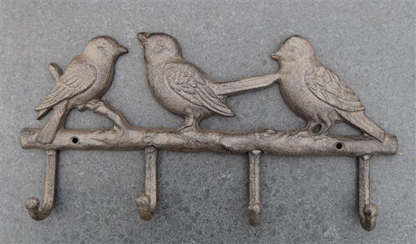Grote foto kapstokhaak vogels met 4 haken gietijzer kh1243 huis en inrichting woningdecoratie
