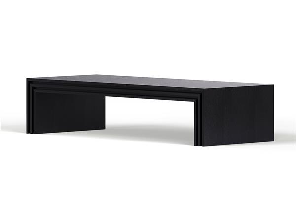 Grote foto drielaagse salontafel puuur 80x50cm eiken fineer mat huis en inrichting eettafels