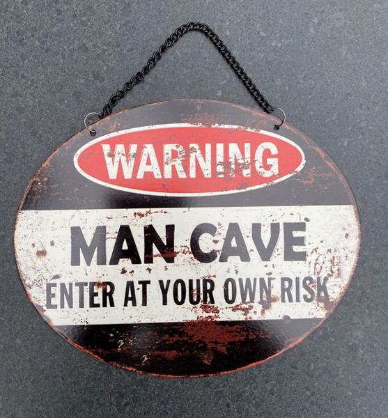 Grote foto tekstbord warning man cave enter at your own risk tb940 huis en inrichting woningdecoratie