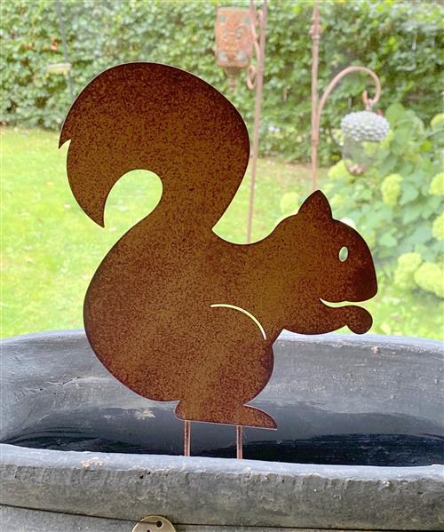 Grote foto tuinsteker eekhoorn roestkleurig metaal se290 tuin en terras tuindecoratie