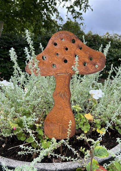 Grote foto tuinsteker paddenstoel roestig metaal l sp270 tuin en terras tuindecoratie