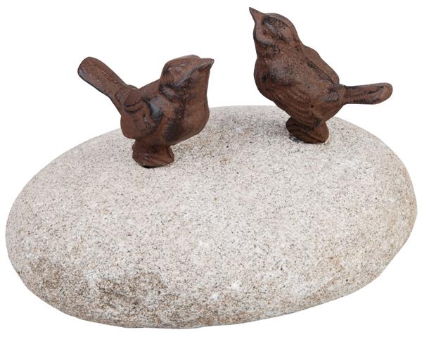 Grote foto twee vogeltjes op een steen kei tt169v tuin en terras tuindecoratie